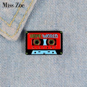 Vintage Tape Enamel Pin Custom 90's Song Pop Music Brooches for Shirt Lapel Backpack Badge Nostalgic Jewelry Gift for Kids