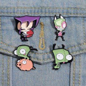 Invader ZIM Enamel Pins Custom Cartoon Dib Pig Brooches Lapel Badges Anime TV Series Jewelry Gift for Fans Friends