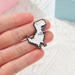 Tyrannosaurus Rex Enamel Pins Custom Cute White Dinosaur Brooches Bag Clothes Lapel Pin Simple Jewelry Gift for Kid Friend