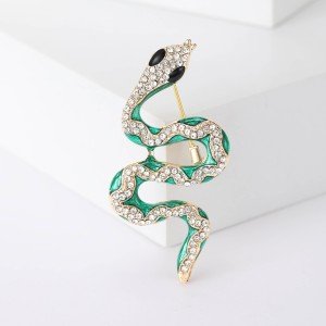 Rhinestone Snake Brooches for Women Unisex Glass Zodiac Animal Pins Banquet Party Backpack Gifts Jewelry Accessories