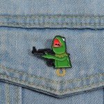 Frog And A Gun Enamel Pins Custom Design Brooches Lapel Badges Cartoon Cute Animal Jewelry Gift for Friends
