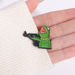 Frog And A Gun Enamel Pins Custom Design Brooches Lapel Badges Cartoon Cute Animal Jewelry Gift for Friends