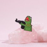 Frog And A Gun Enamel Pins Custom Design Brooches Lapel Badges Cartoon Cute Animal Jewelry Gift for Friends