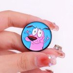 Cartoon Courage Cowardly Dog Brooch Enamel Pins Cute Pink Animal Dog Brooches Clothes Lapel Badges Jewelry Gift for Kids Friends
