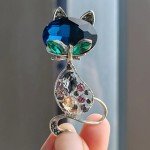 Rhinestone Crystal Cat Pendant Brooch Women's Gold Color Animal Pin Fashion Accessories Lapel Pins Collar Buttons Party Dress