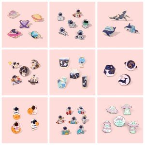 Star Sky Galaxy Astronaut Enamel Pins Romantic Universe Adventure Space Metal Cartoon Badges Bag Hat Lapel Brooches Jewelry Gift