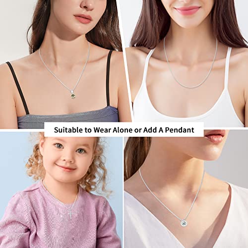 Jewlpire 925 Sterling Silver Chain for Women Girls 0.8mm Box Chain Lobster Claw Clasp - Italian Necklace Chain - Super Thin & Strong - Friendly Price & Quality 18 Inch