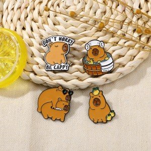 Cute Cartoon Capybara Enamel Brooch Creative Alloy Lapel Pin Badge Backpack Clothing Hat Accessories