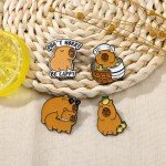 Cute Cartoon Capybara Enamel Brooch Creative Alloy Lapel Pin Badge Backpack Clothing Hat Accessories
