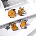 Cute Cartoon Capybara Enamel Brooch Creative Alloy Lapel Pin Badge Backpack Clothing Hat Accessories