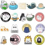 20 Pieces Cat Pins for Backpacks Brooch Pins Bulk Cute Cats Novelty Cartoon Animal Brooch Pins Lovely Mini Lapel Pins for Backpacks Set Badges Clothing Bags Jackets