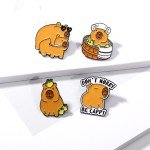 Cute Cartoon Capybara Enamel Brooch Creative Alloy Lapel Pin Badge Backpack Clothing Hat Accessories