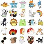 fiintrwa 20 Mixed Enamel Brooch Bulk Set,Lapel Badges, Cartoon Plant Enamel Pin Sets, Funny Button Pins Jewelry for Backpack Cloths Hats Jacket Decoration