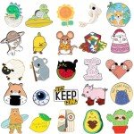 fiintrwa 20 Mixed Enamel Brooch Bulk Set,Lapel Badges, Cartoon Plant Enamel Pin Sets, Funny Button Pins Jewelry for Backpack Cloths Hats Jacket Decoration