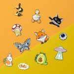 fiintrwa 20 Mixed Enamel Brooch Bulk Set,Lapel Badges, Cartoon Plant Enamel Pin Sets, Funny Button Pins Jewelry for Backpack Cloths Hats Jacket Decoration