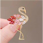Flamingos Wild Animal Brooch Lapel Pin Women's Rhinestone Crystal Graceful Enamel Bird Brooch Brooch Pin for Women Girls Fashion Dress Hat Bag Suit Tie Wedding Accessories Jewelry Gift for Women Girls