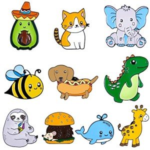 10 Pieces Cute Animal Pins for Kids Enamel Pins Backpack Jackets Lanyard Pins Backpacks Decorative Pins for Bookbags Lapel Pin Clothes Accessories