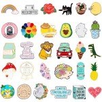 Japior 20/30/60/100 Mixed Enamel Pins for Backpacks,Hat Cute Funny Button Pins Bulk Set,Cartoon Plant Aesthetic Brooch Lapel Backpack Pins for Hats Women Girls Cloths Decoration