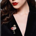 Flamingos Wild Animal Brooch Lapel Pin Women's Rhinestone Crystal Graceful Enamel Bird Brooch Brooch Pin for Women Girls Fashion Dress Hat Bag Suit Tie Wedding Accessories Jewelry Gift for Women Girls