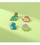 zhanghaoran 4 Pcs Cute Dinosaur Enamel Pins Set Cartoon Animal Brooches Lapel Pins Badges Clothes Bags Backpack Accessory DIY Gifts for Women Kids, Green