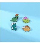 zhanghaoran 4 Pcs Cute Dinosaur Enamel Pins Set Cartoon Animal Brooches Lapel Pins Badges Clothes Bags Backpack Accessory DIY Gifts for Women Kids, Green