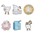Funny Animal Enamel Pins Set Corgi Frog Goose Cat Themed Badge Pins for Backpack Novelty Lapel Pins for Clothes Cartoon Brooches for Hats Bags Jackets (Silly Goose)