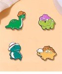 zhanghaoran 4 Pcs Cute Dinosaur Enamel Pins Set Cartoon Animal Brooches Lapel Pins Badges Clothes Bags Backpack Accessory DIY Gifts for Women Kids, Green
