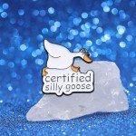 Funny Animal Enamel Pins Set Corgi Frog Goose Cat Themed Badge Pins for Backpack Novelty Lapel Pins for Clothes Cartoon Brooches for Hats Bags Jackets (Silly Goose)