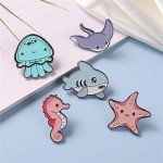 5PCs Ocean Series Animal Badges Brooch Marine Life Cartoon Badges Cute Pins Set Cartoon Sea Sharks Seahorses Starfish Brooch Pin for Children's Day Gift Clothes Backpack Denim Shirt Lapel Pins