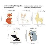 Shuning Origami Animal Enamel Pin - Cartoon Fox Panda Koala Alpaca Rabbit Brooch for Backpack Clothes Lapel Pin Badge Jewelry