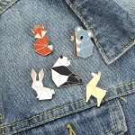 Shuning Origami Animal Enamel Pin - Cartoon Fox Panda Koala Alpaca Rabbit Brooch for Backpack Clothes Lapel Pin Badge Jewelry