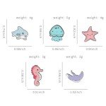 5PCs Ocean Series Animal Badges Brooch Marine Life Cartoon Badges Cute Pins Set Cartoon Sea Sharks Seahorses Starfish Brooch Pin for Children's Day Gift Clothes Backpack Denim Shirt Lapel Pins