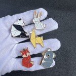 Shuning Origami Animal Enamel Pin - Cartoon Fox Panda Koala Alpaca Rabbit Brooch for Backpack Clothes Lapel Pin Badge Jewelry
