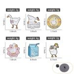 Funny Animal Enamel Pins Set Corgi Frog Goose Cat Themed Badge Pins for Backpack Novelty Lapel Pins for Clothes Cartoon Brooches for Hats Bags Jackets (Silly Goose)