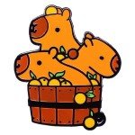 Ficsowy Cute Capybara Lemon Bath Enamel Pins Funny Animal Badges Lapel Pins Brooches for Backpacks Jacket Accessories (1 pack)