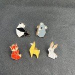 Shuning Origami Animal Enamel Pin - Cartoon Fox Panda Koala Alpaca Rabbit Brooch for Backpack Clothes Lapel Pin Badge Jewelry