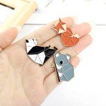 Shuning Origami Animal Enamel Pin - Cartoon Fox Panda Koala Alpaca Rabbit Brooch for Backpack Clothes Lapel Pin Badge Jewelry