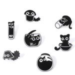 7 Pcs Cat Enamel Pin Cute Cartoon Animal Brooch Funny Alloy Lapel Pins Cat Clip Decoration Badges for Clothes Backpacks Jackets Bags Hat Valentine's Day Gift Halloween Party