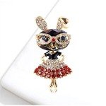 Rhinestone Lady Rabbit Brooch Pin for Women Girls Fashion Crystal Bunny Animal Brooches Lapel Pins Dainty Cute Christmas Graduation Honors Day Easter Jewelry Gift for Daughter Teacher Students (Red)