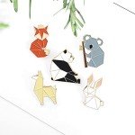 Shuning Origami Animal Enamel Pin - Cartoon Fox Panda Koala Alpaca Rabbit Brooch for Backpack Clothes Lapel Pin Badge Jewelry