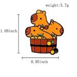 Ficsowy Cute Capybara Lemon Bath Enamel Pins Funny Animal Badges Lapel Pins Brooches for Backpacks Jacket Accessories (1 pack)