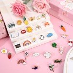 DTOFOOT 36 PCS Cute Enamel Pins Bulk Mixed Cartoon Enamel Brooches Set Funny Animal Plant Brooch Button Pins Jewelry for Backpack Bags Hat Jacket Gifts