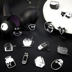 Juexica 16 Pcs Black Cat Enamel Pin Bulk Anime Animals Cute Kawaii Creative Lovely Metal Kitten Brooches for Backpack Hat Jackets Bag Clothes Accessories Christmas Holiday Gifts