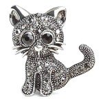 U-K Ladies Animal Brooch Cute Cat Rhinestone Pin Fashion Jewellery Professional Processed