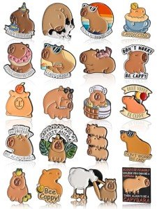 Ferraycle 20 Pcs Cute Enamel Brooch Pins Capybara Enamel Pins Cute Animal Badges Lapel Pins Don't Worry Be Capy Backpack Pin for Kids Women Men DIY Badges Clothing Jacket Backpacks Bag Gifts