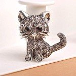 U-K Ladies Animal Brooch Cute Cat Rhinestone Pin Fashion Jewellery Professional Processed