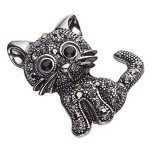 U-K Ladies Animal Brooch Cute Cat Rhinestone Pin Fashion Jewellery Professional Processed