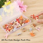 MIKIMIQI 30 Pcs Forest Animals Push Pins, Resin Squirrel Fox Owl Mushroom Push Pins Decorative Animal Thumb Tacks Cork Board Thumbtacks for Bulletin Board Photos Wall Pins Office Supplies