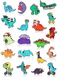 20 Pcs Enamel Pin Brooches Cute Kawaii Dinosaur Enamel Lapel Pins Set Cartoon Animal Brooch Badge Pins Novelty Dinosaur Pattern Pins for Women Clothes Bags Backpack Accessory DIY (Fresh Style)
