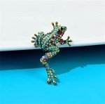 Rhinestone Frog Brooch Vivid Animal Pin Full Glasses Design Alloy Material Green Color Women And Men Jewelry